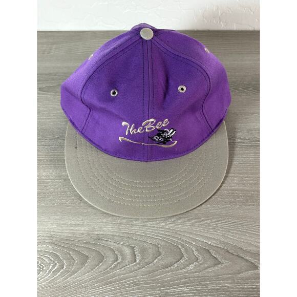 Vintage "the Bee" Purple Gray Men's Adjustable Hat/ Cap- Atexace Made in USA - Picture 2 of 5